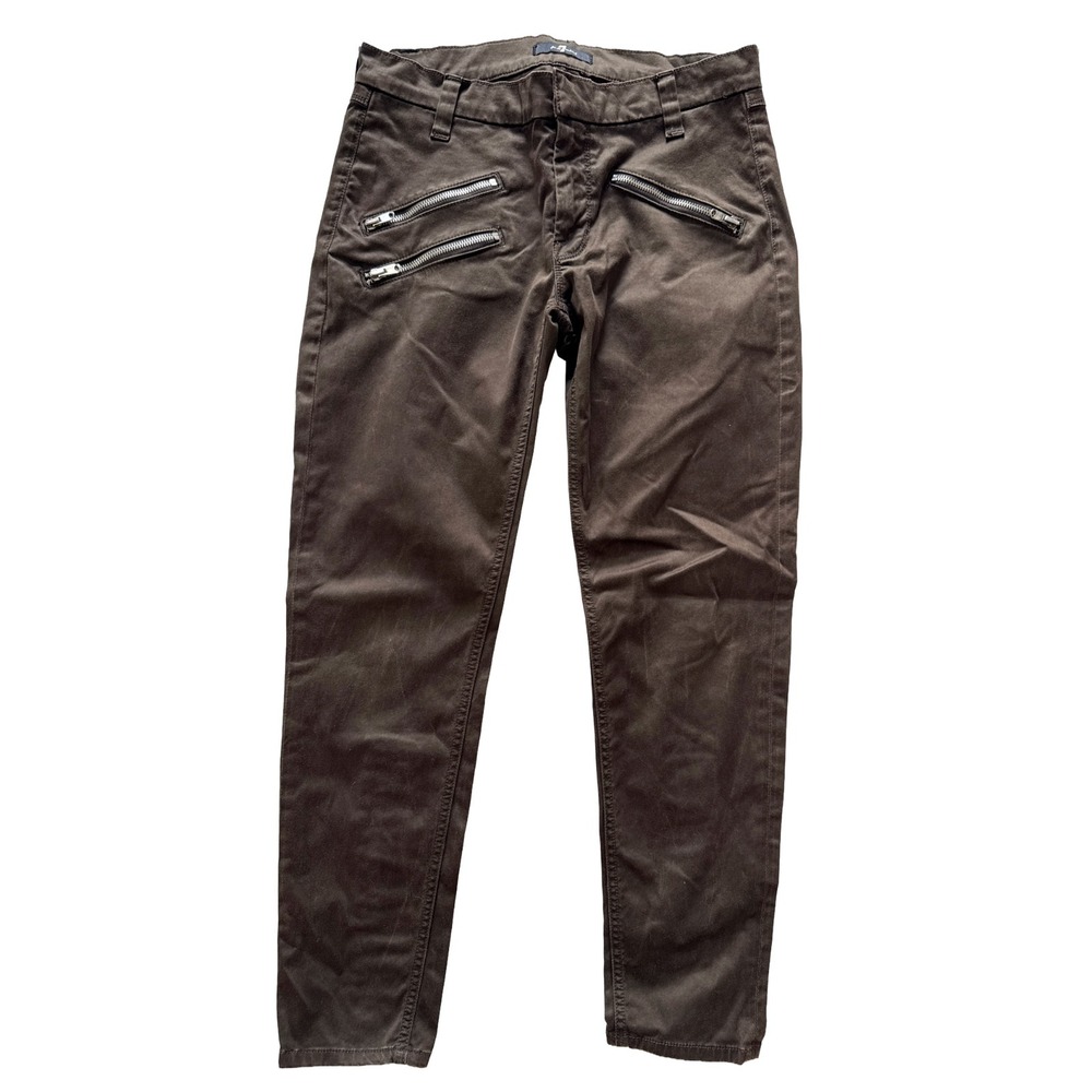 7 For All Mankind Zip Cargo Jeans Sz 27 Streetwear Brown Chic Y2K Moto Luxe